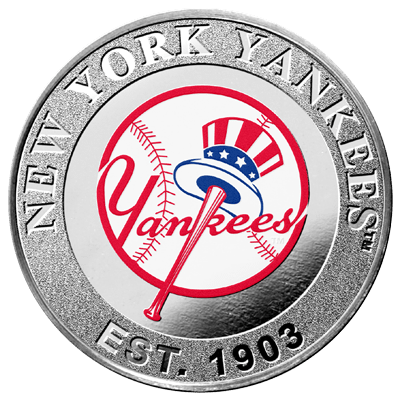 A picture of a 1 oz New York Yankees Silver Colorized Round